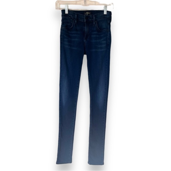 Agolde Dark Rinse Whisker Wash Mid rise Skinny Straight Leg Denim Jeans - Picture 2 of 8